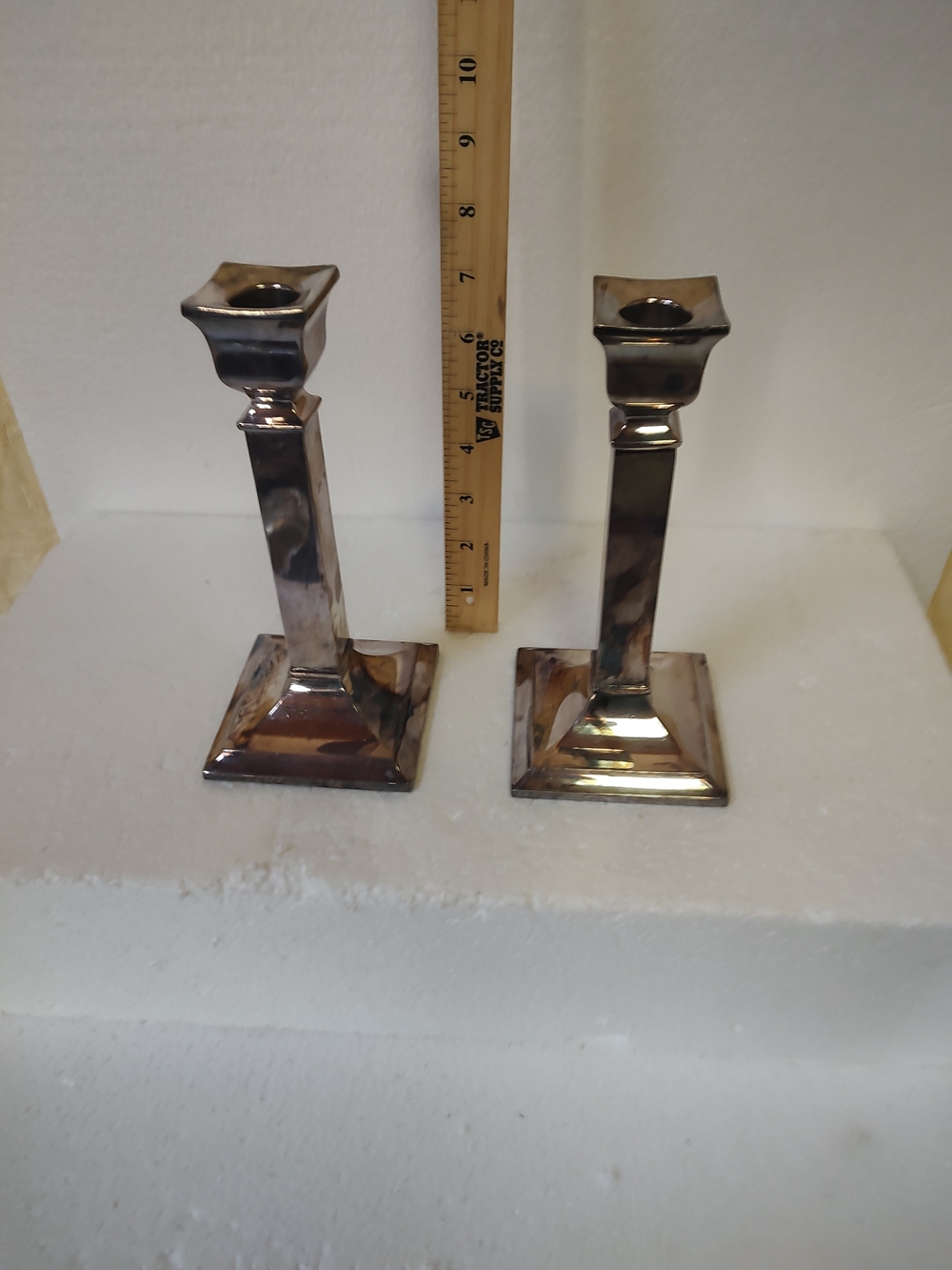 Pair Silver Plated Candle Holders Poole Silver Company 6428